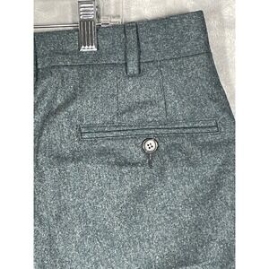 HOWARD YOUNT Mens Flat Front Wool Dress Pants Olive Green Size 38x32